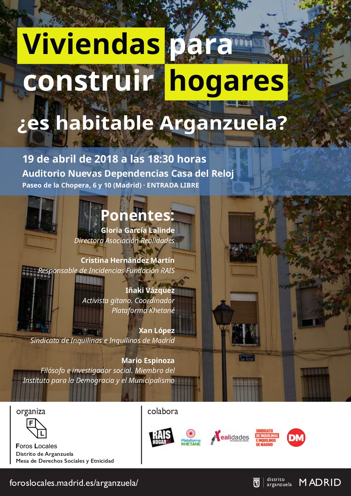 Mesa redonda: Viviendas para construir hogares, ¿es habitable Arganzuela?